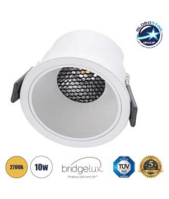 GLOBOSTAR® PLUTO-M 60255 Χωνευτό Downlight Σποτ με Honeycomb Anti Glare Reflector LED 10W 1250lm 38° AC 220-240V IP20 Θερμό Λευκό 2700K - Bridgelux COB Chip & TÜV SÜD Driver - Λευκό Ματ - Μ8.4 x Π8.4 x Υ5.9cm - Q7.5cm - 5 Χρόνια Εγγύηση
